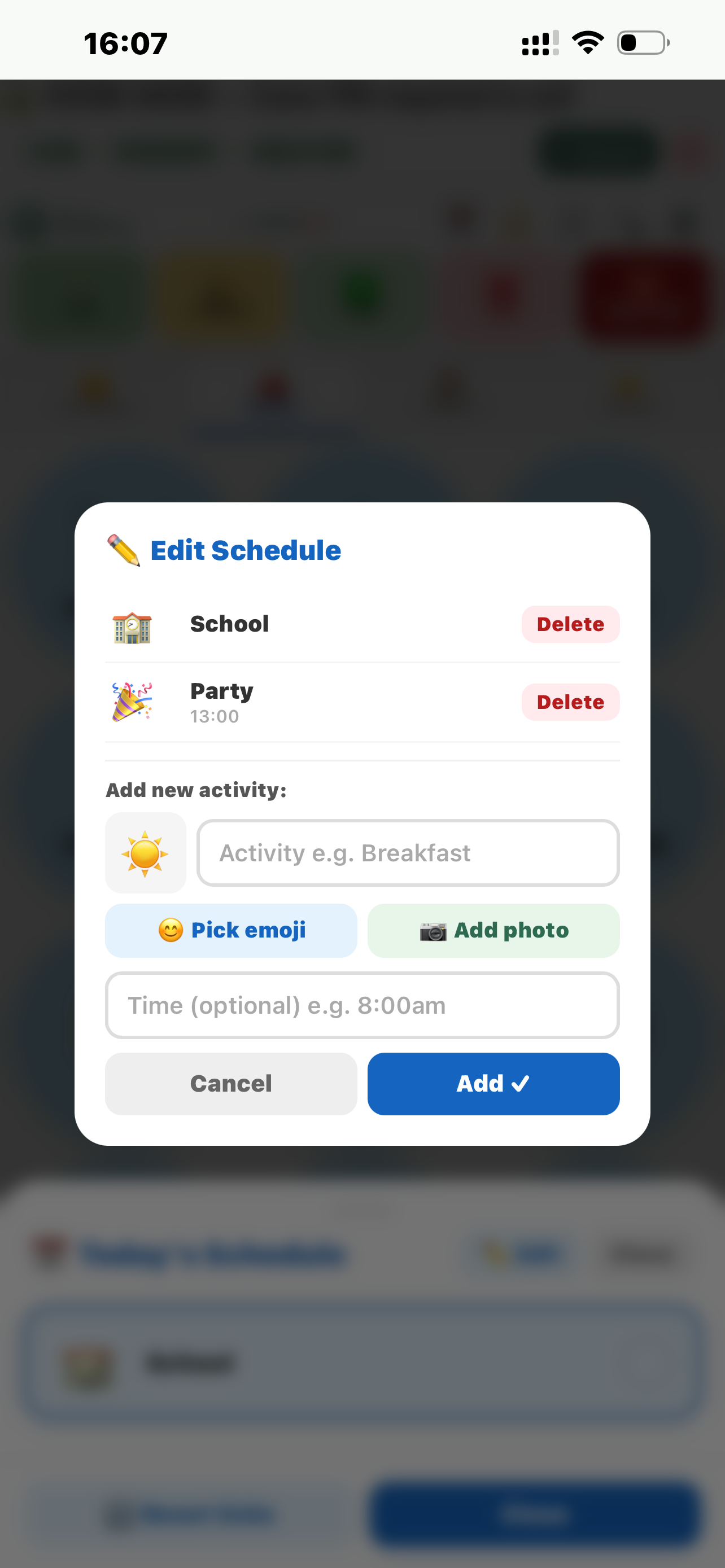 Visual schedule